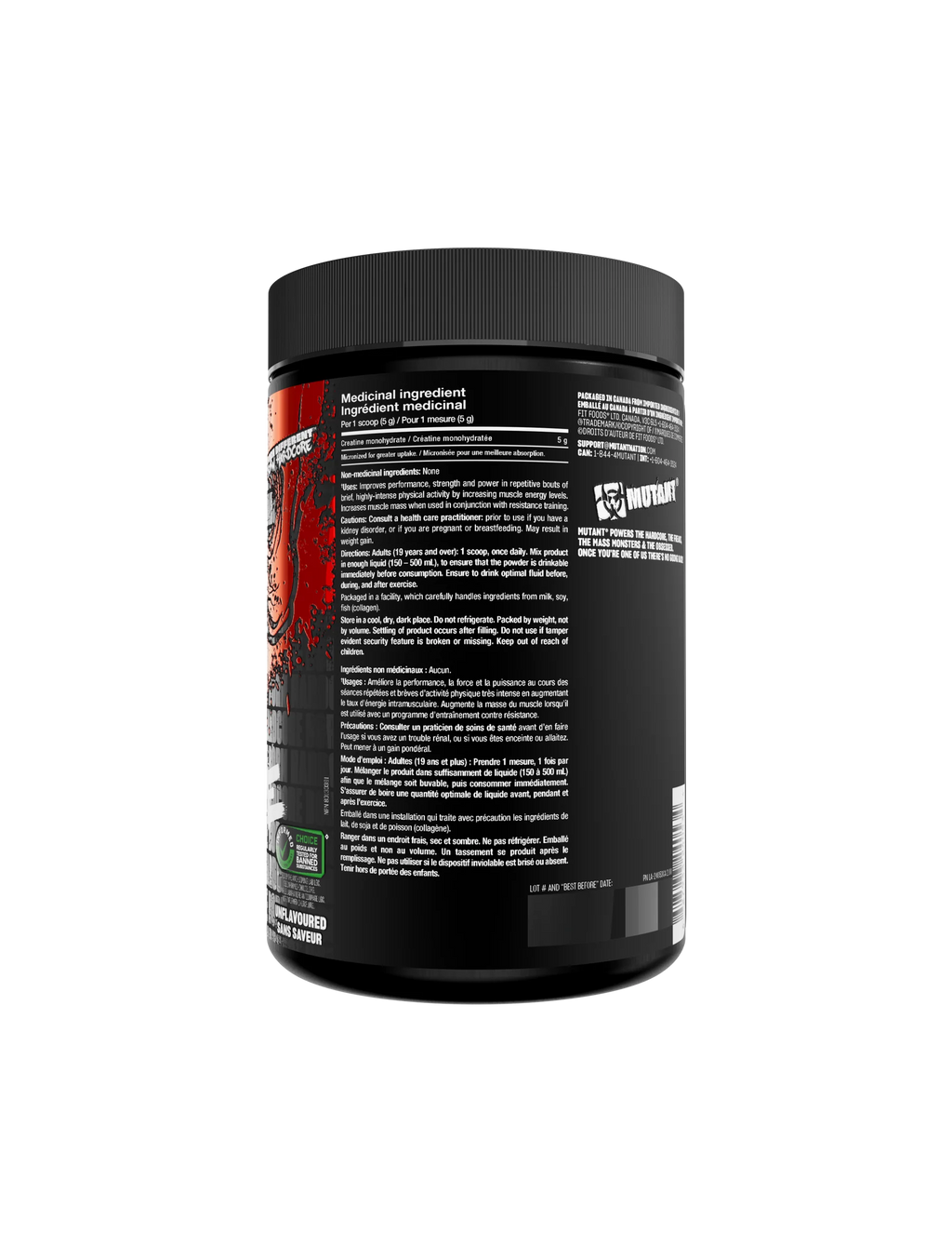 Mutant Creatine - Creatine Monohydrate Micronized Powder - Creatine Powder Supplement for enhanced high-intensity performance - 60 servings- 300 g - Unflavoured