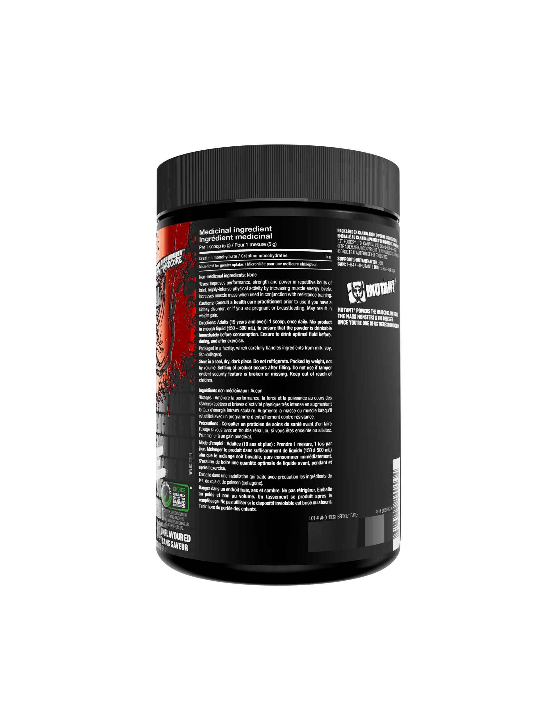 Mutant Creatine - Creatine Monohydrate Micronized Powder - Creatine Powder Supplement for enhanced high-intensity performance - 60 servings- 300 g - Unflavoured