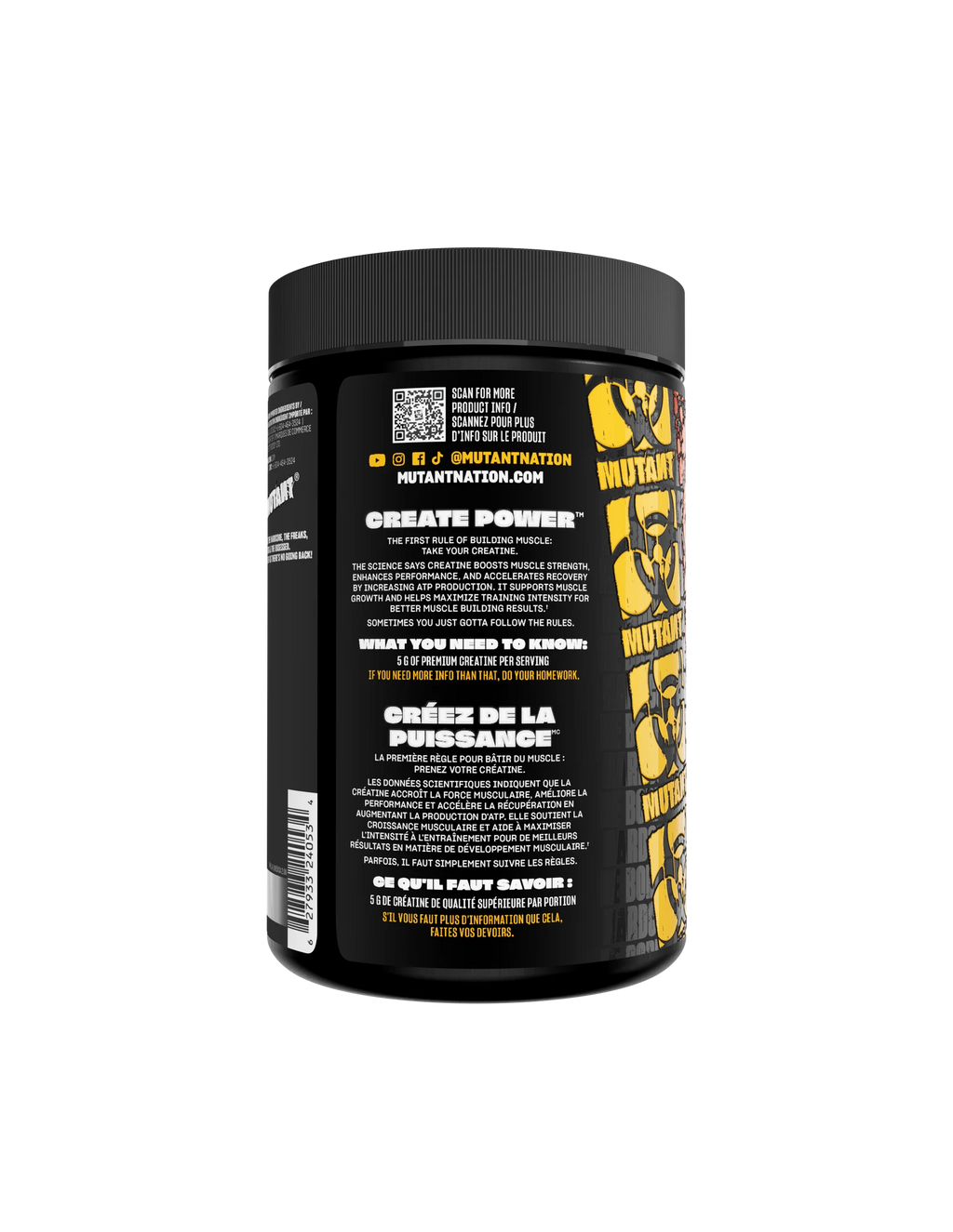 Mutant Creatine - Creatine Monohydrate Micronized Powder - Creatine Powder Supplement for enhanced high-intensity performance - 60 servings- 300 g - Unflavoured