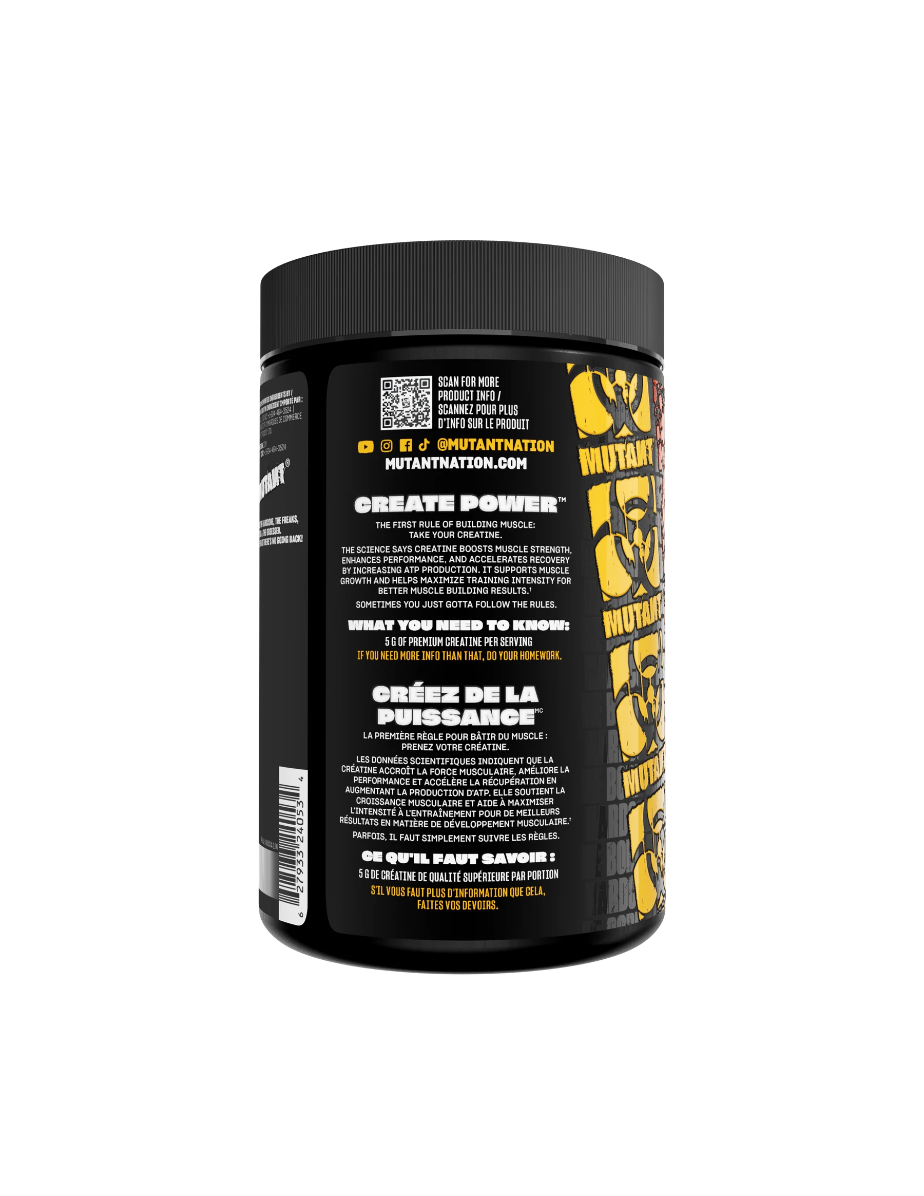 Mutant Creatine - Creatine Monohydrate Micronized Powder - Creatine Powder Supplement for enhanced high-intensity performance - 60 servings- 300 g - Unflavoured