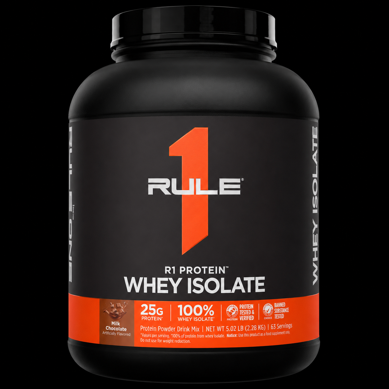 Rule 1 R1 Protein Isolate 76 serv Milk Chocolate, Cookies & Crème, Vanilla Butter Cake, Chocolate Fudge, Strawberry Banana, 5lbs 2.28 Kgs