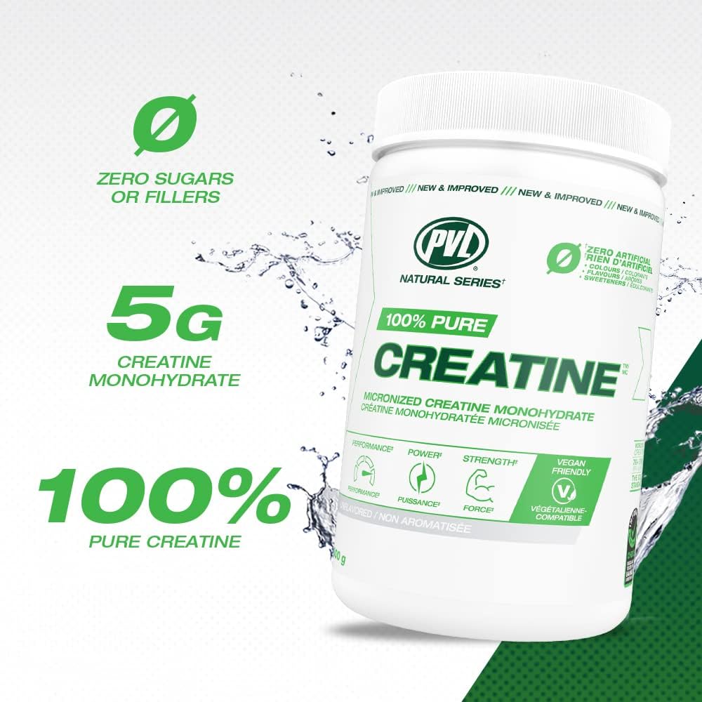 PVL 100% Pure Creatine Monohydrate Powder – Micronized Supplement for Women & Men, Unflavoured Amino Acids & Beta Alanine Friendly, Informed-Choice Tested, 1000 g (200 Servings)