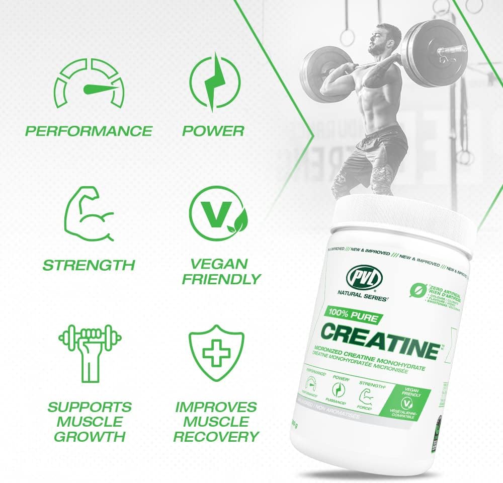 PVL 100% Pure Creatine Monohydrate Powder – Micronized Supplement for Women & Men, Unflavoured Amino Acids & Beta Alanine Friendly, Informed-Choice Tested, 1000 g (200 Servings)
