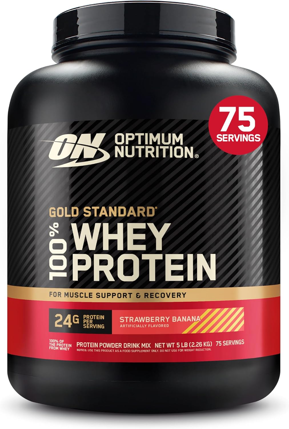 Optimum Nutrition Gold Standard 100% Whey Protein Powder, Strawberry Banana, Rocky Road, Banana Cream, French Vanilla Creme, Cookies & Cream, Double Rich Chocolate, Vanilla Ice Cream, Delicious Strawberry,  5 Pound (Packaging May Vary)