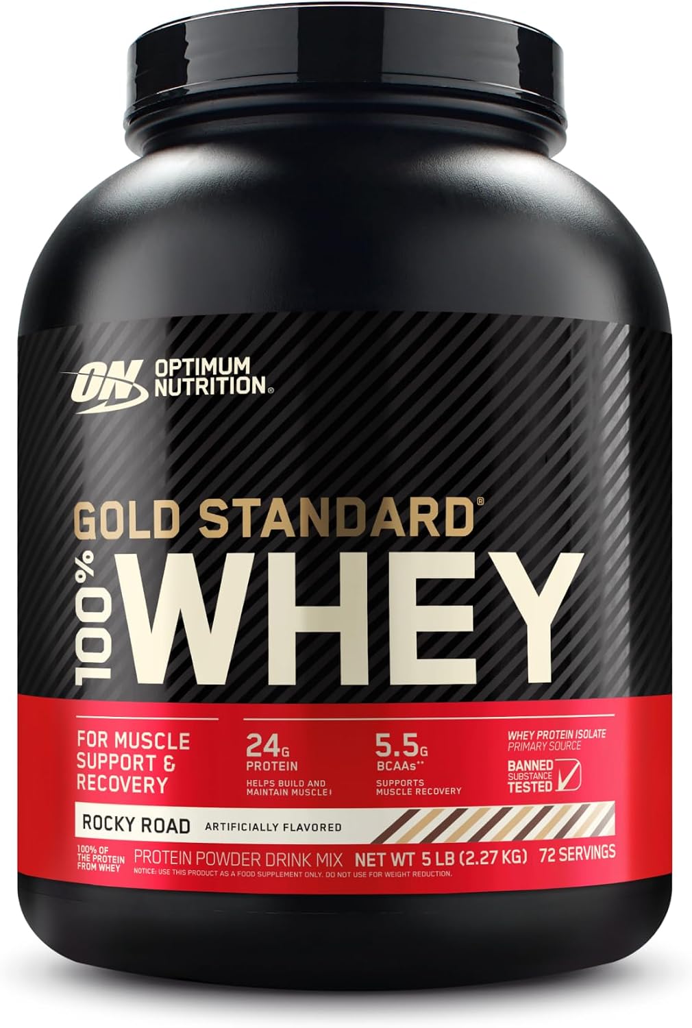 Optimum Nutrition Gold Standard 100% Whey Protein Powder, Strawberry Banana, Rocky Road, Banana Cream, French Vanilla Creme, Cookies & Cream, Double Rich Chocolate, Vanilla Ice Cream, Delicious Strawberry,  5 Pound (Packaging May Vary)