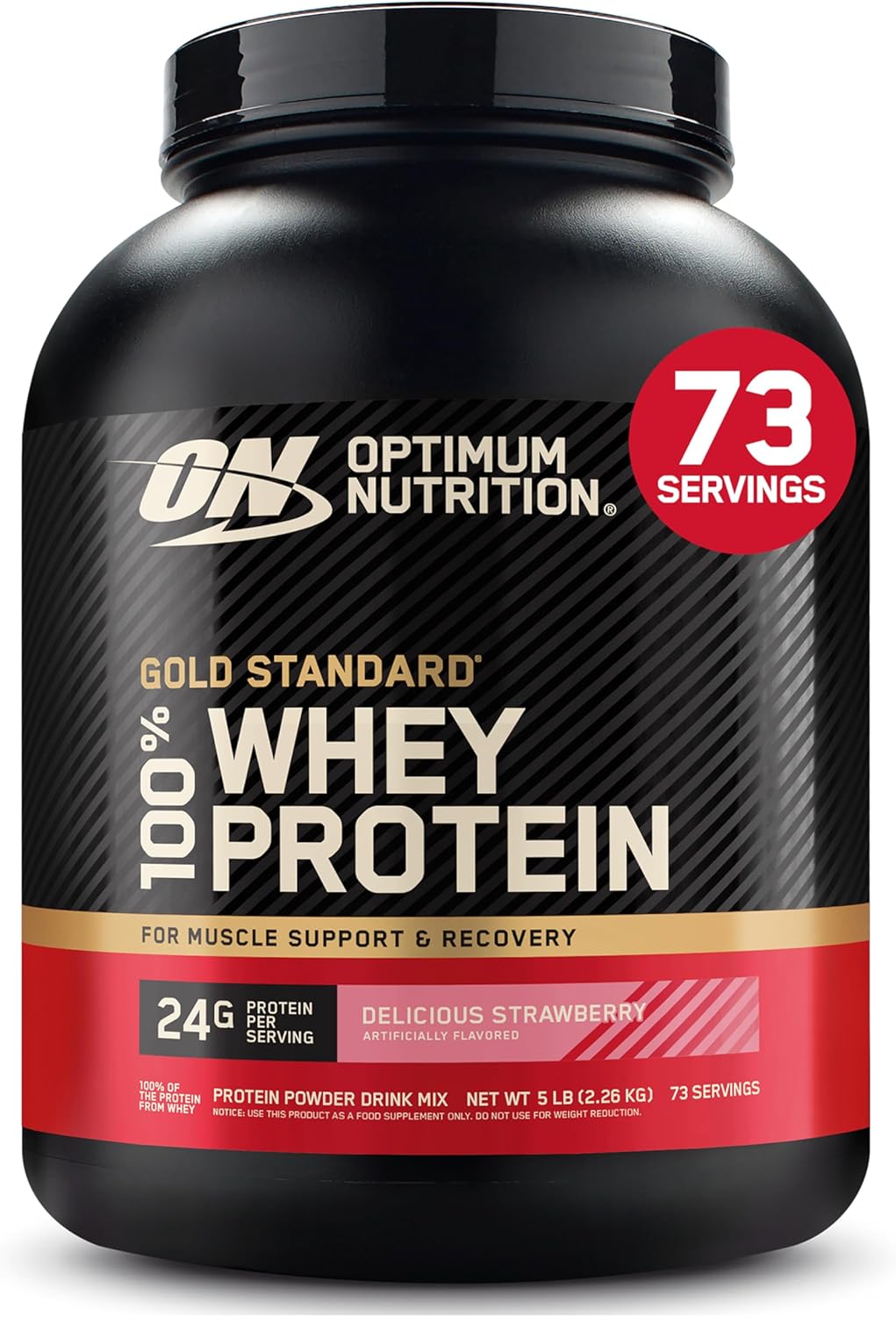 Optimum Nutrition Gold Standard 100% Whey Protein Powder, Strawberry Banana, Rocky Road, Banana Cream, French Vanilla Creme, Cookies & Cream, Double Rich Chocolate, Vanilla Ice Cream, Delicious Strawberry,  5 Pound (Packaging May Vary)
