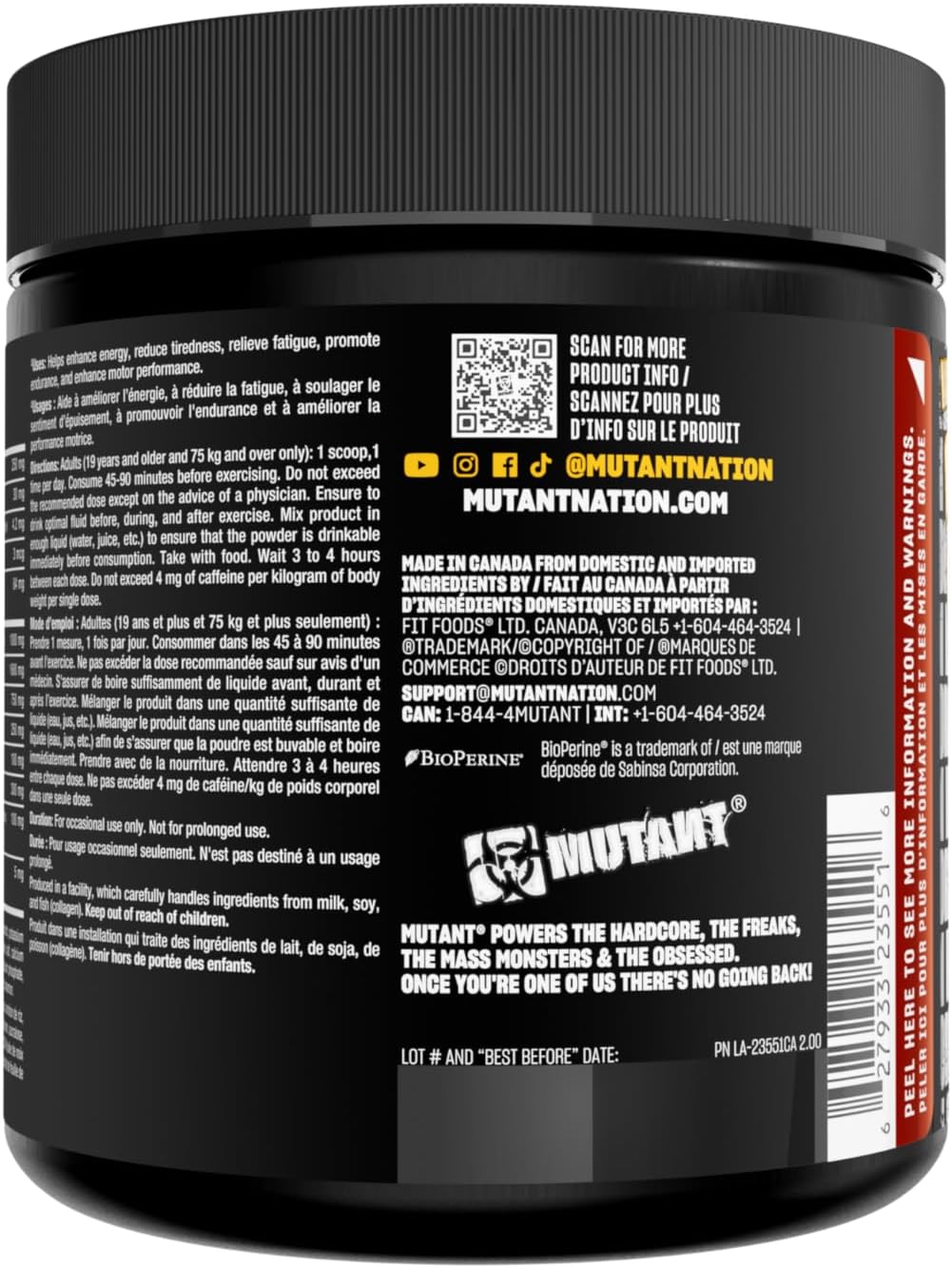 MUTANT MADNESS | Ultra-Concentrated Pre-Workout Supplement | 360mg Caffeine, 4g Pump & Performance Blend, Beta-Alanine, Energy & Focus| 30 serve | 270g | Fruit Punch | Blue Raspberry | Lemonade