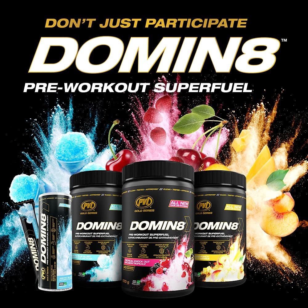 DOMIN8 ARCTIC BLUE SLUSH, MANGO PUNCH, KNOCK OUT 520 g