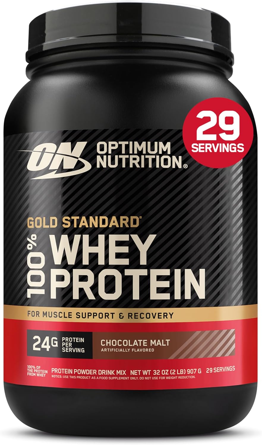 Optimum Nutrition Gold Standard 100% Whey Protein Powder, Vanilla Ice Cream, Delicious Strawberry,  Double Rich Chocolate, Chocolate Malt 2LB, Packaging May Vary