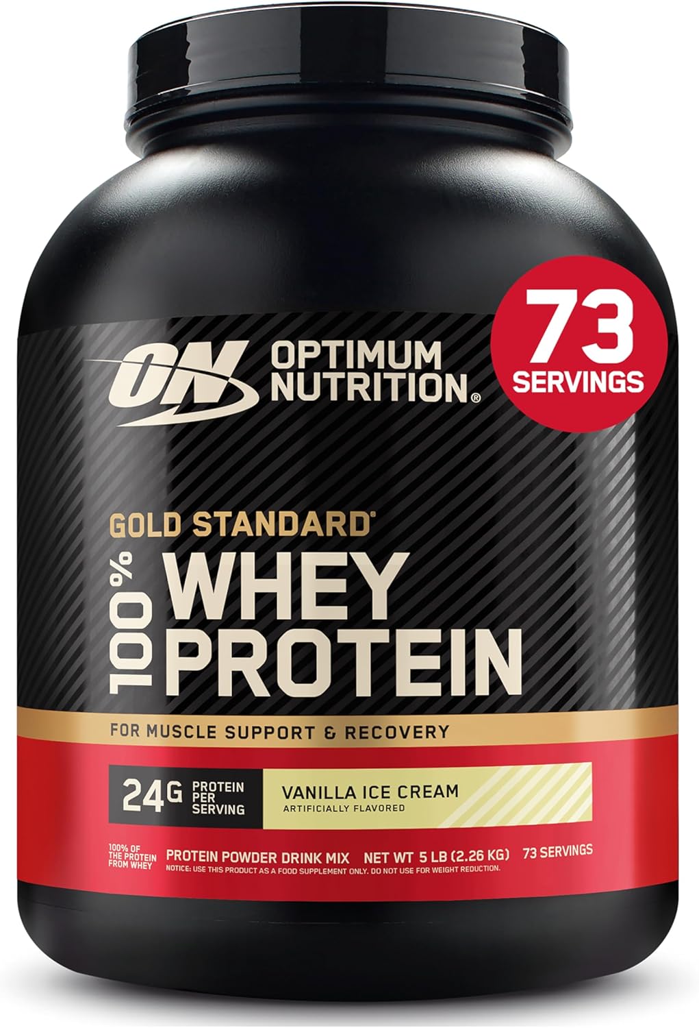 Optimum Nutrition Gold Standard 100% Whey Protein Powder, Strawberry Banana, Rocky Road, Banana Cream, French Vanilla Creme, Cookies & Cream, Double Rich Chocolate, Vanilla Ice Cream, Delicious Strawberry,  5 Pound (Packaging May Vary)