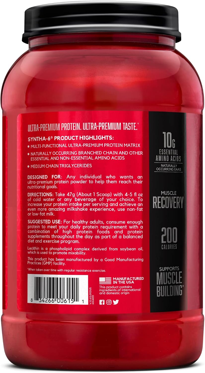 BSN SYNTHA-6 Whey Protein Powder, Vanilla Protein Powder with Micellar Casein, Milk Protein Isolate Powder, Vanilla Ice Cream, 28 Servings (Package May Vary)