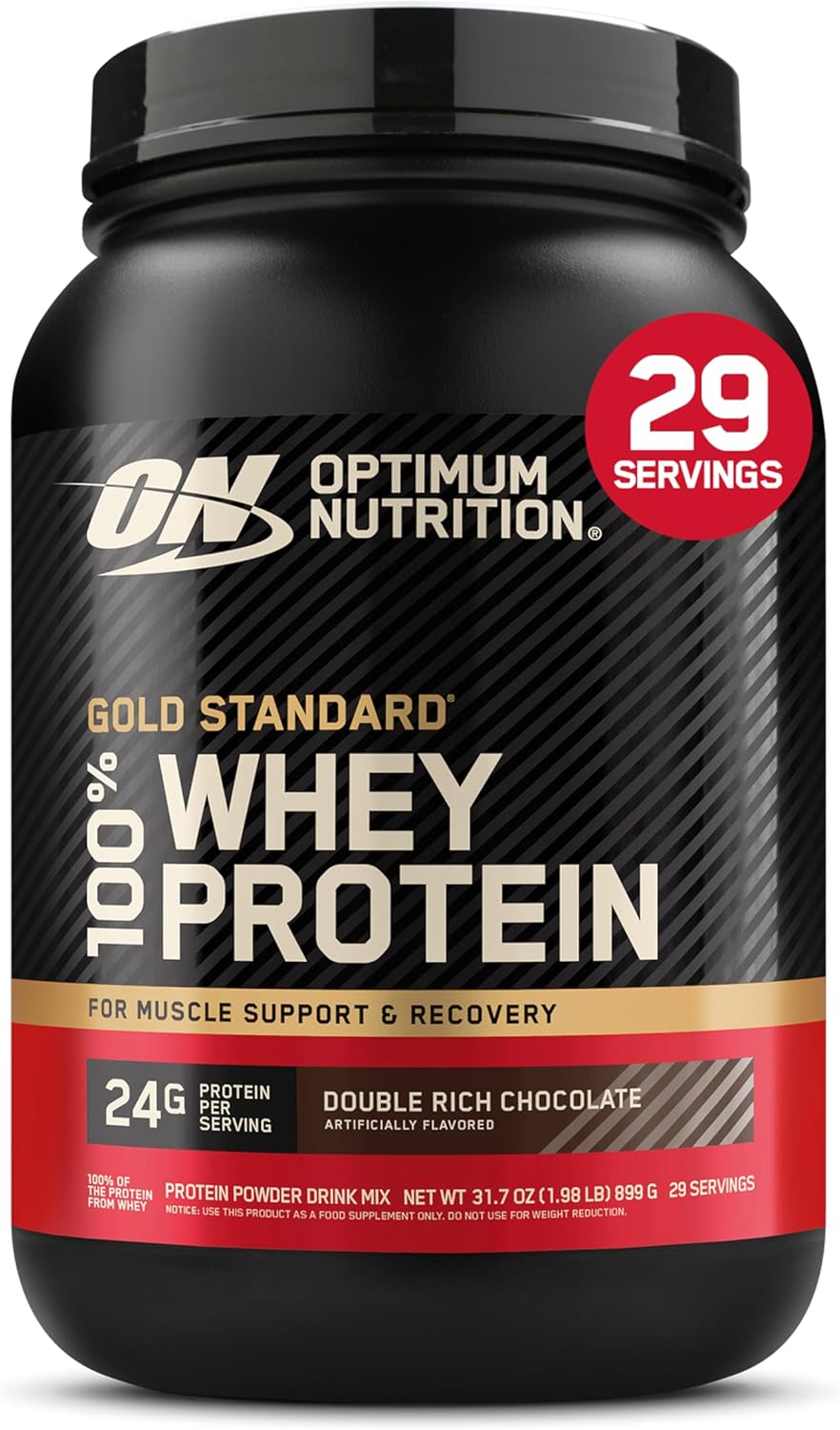 Optimum Nutrition Gold Standard 100% Whey Protein Powder, Vanilla Ice Cream, Delicious Strawberry,  Double Rich Chocolate, Chocolate Malt 2LB, Packaging May Vary