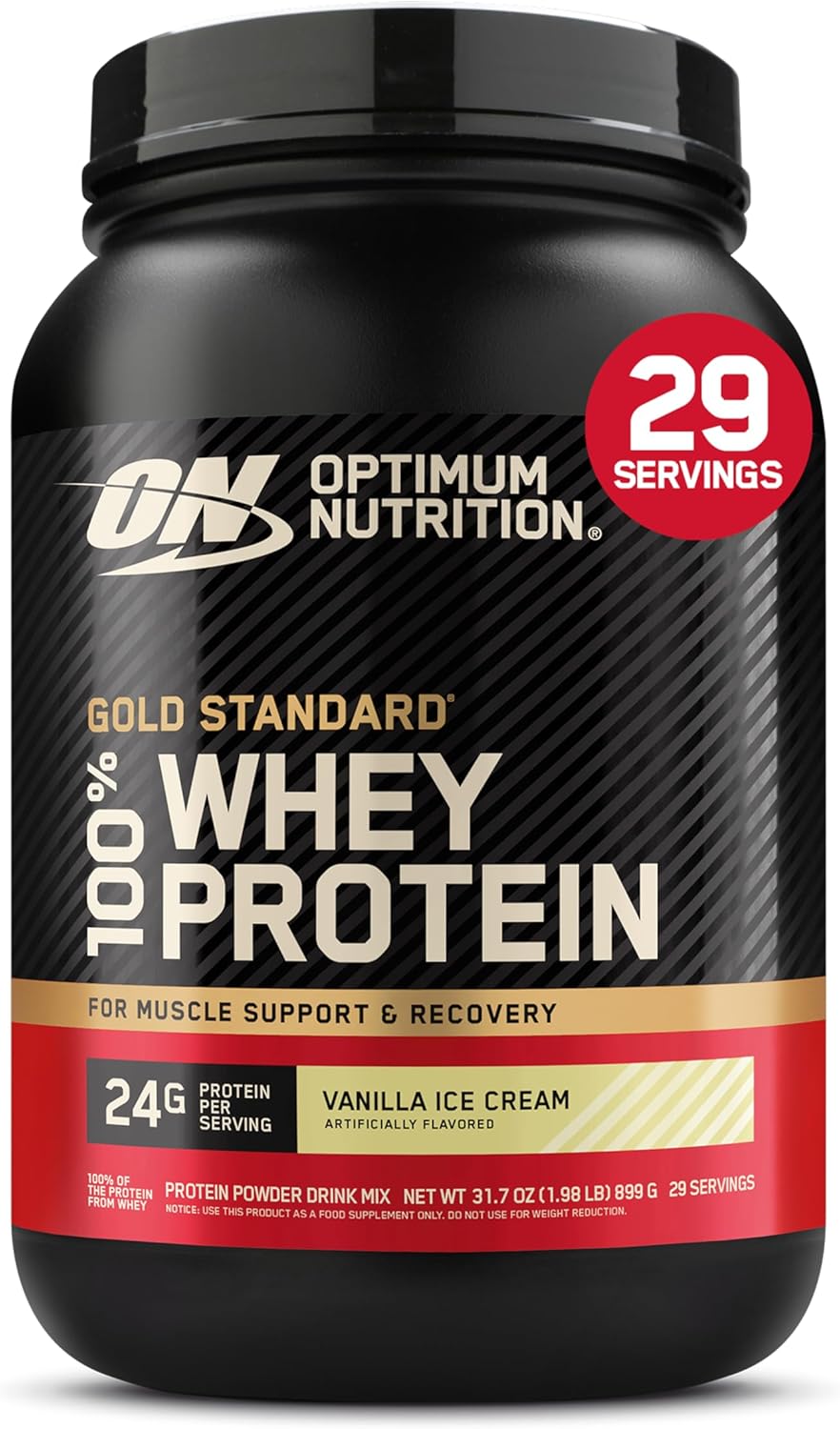 Optimum Nutrition Gold Standard 100% Whey Protein Powder, Vanilla Ice Cream, Delicious Strawberry,  Double Rich Chocolate, Chocolate Malt 2LB, Packaging May Vary