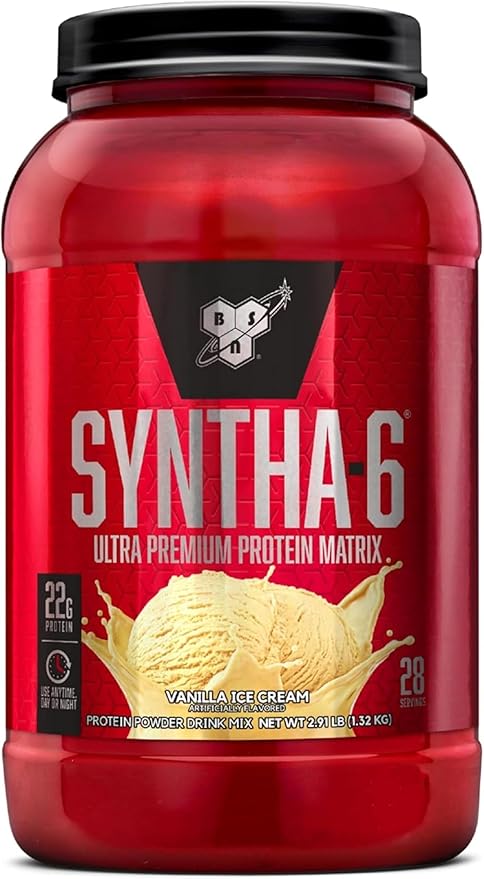 BSN SYNTHA-6 Whey Protein Powder, Vanilla Protein Powder with Micellar Casein, Milk Protein Isolate Powder, Vanilla Ice Cream, 28 Servings (Package May Vary)