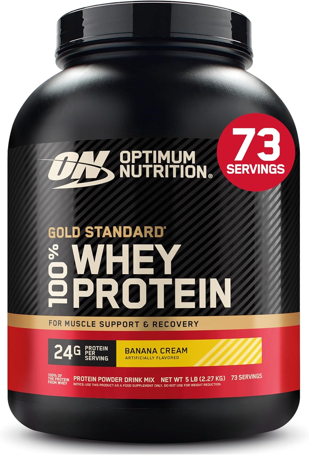 Optimum Nutrition Gold Standard 100% Whey Protein Powder, Strawberry Banana, Rocky Road, Banana Cream, French Vanilla Creme, Cookies & Cream, Double Rich Chocolate, Vanilla Ice Cream, Delicious Strawberry,  5 Pound (Packaging May Vary)