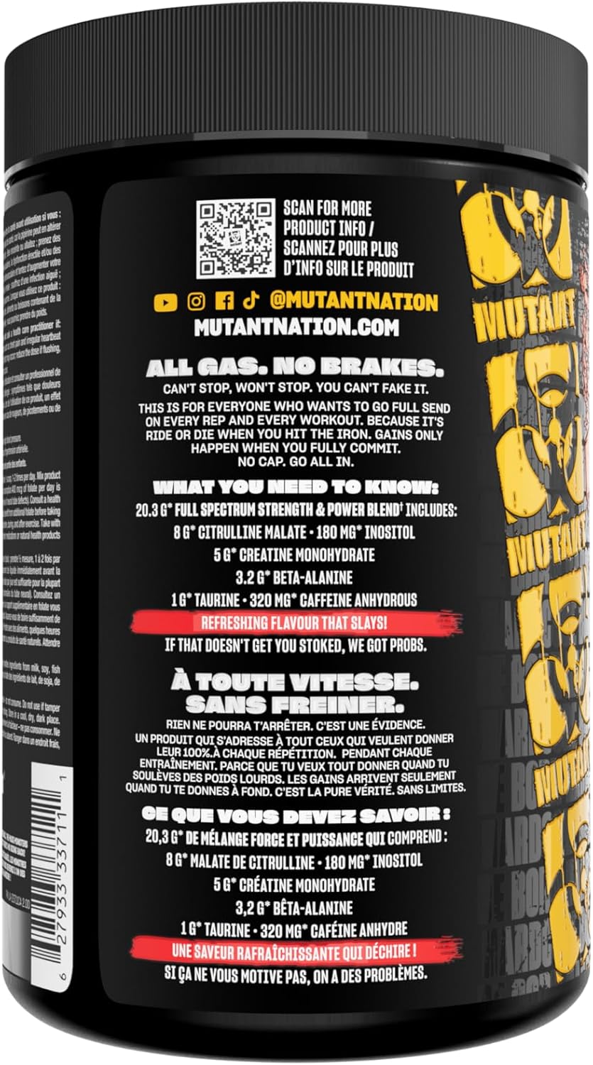 MUTANT ALL-IN Pre-Workout Powder High Stimulant Energy and Focus Support Formula with Creatine Monohydrate and Beta-Alanine 500 g 40 Servings (Fruit Punch,)