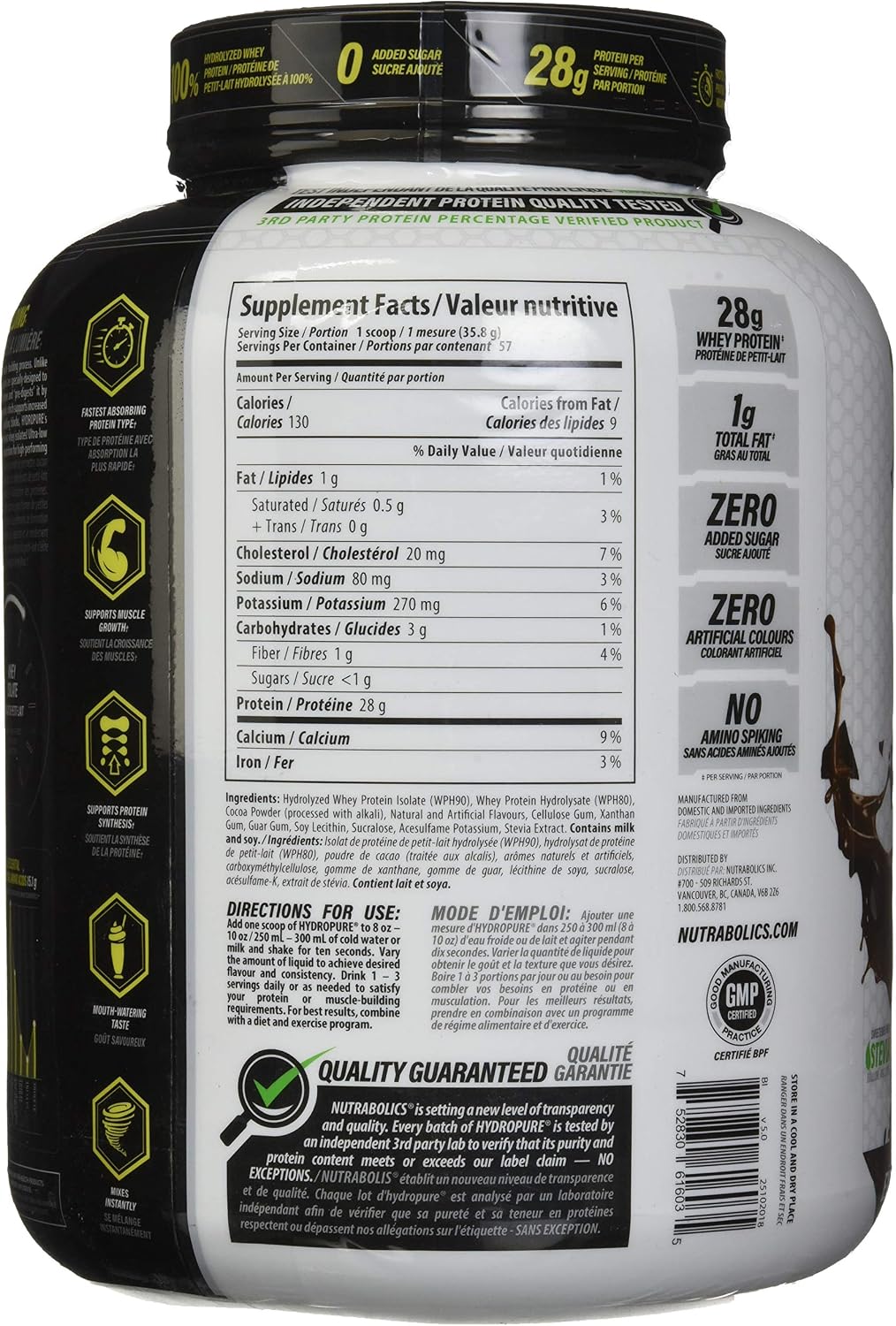 Nutrabolics Hydropure, 100% Hydrolyzed Whey Protein, Extreme Chocolate/ Peach Mango Smoothie 4.5 Pound