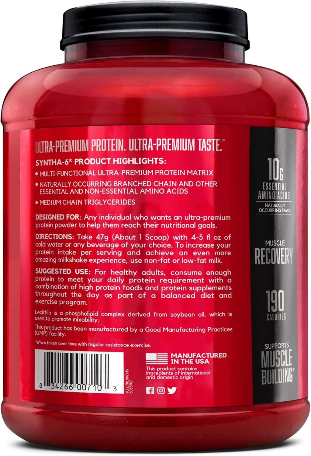 BSN SYNTHA-6 Whey Protein Powder, Micellar Casein, Milk Protein Isolate, Chocolate Milkshake, 48 Servings (Packaging May Vary) , 5 LB