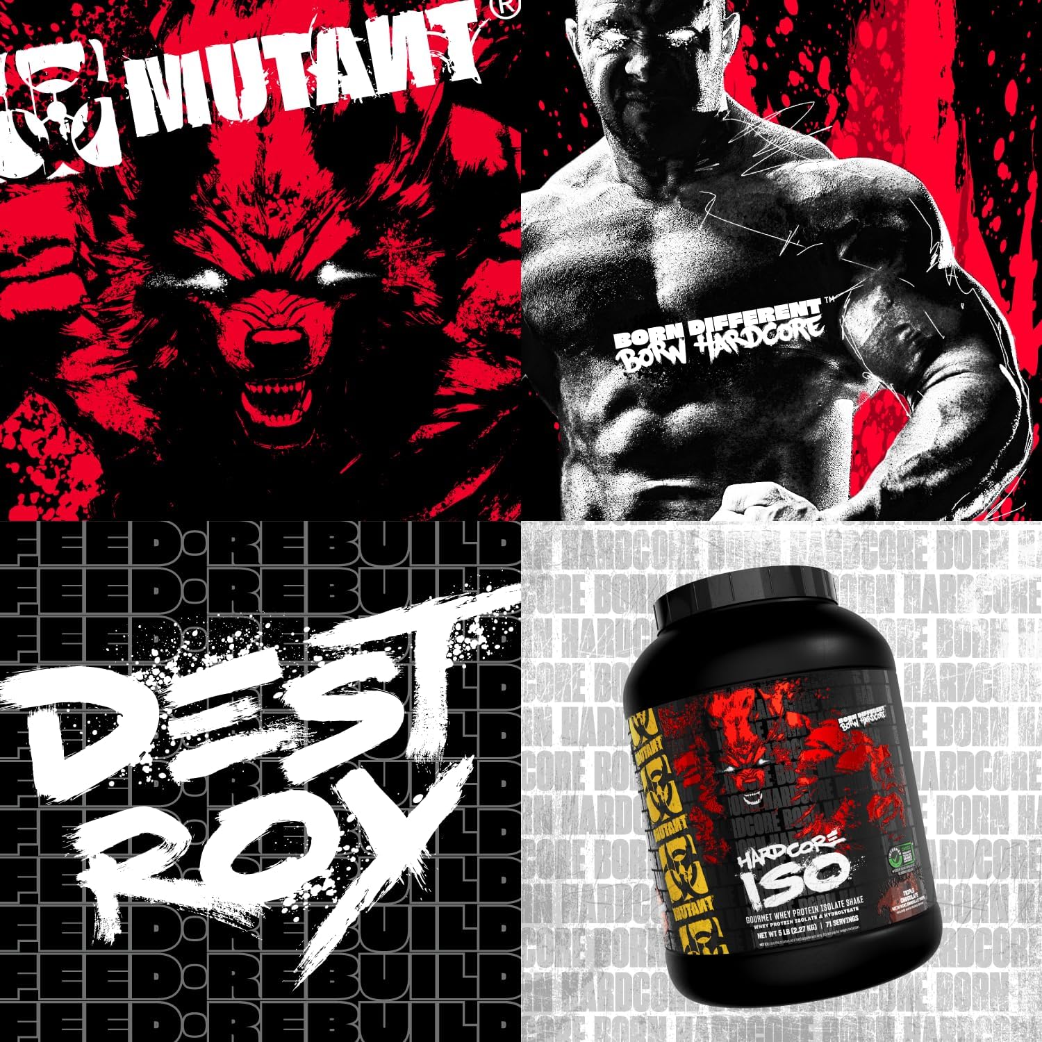 MUTANT HARDCORE ISO |hardcore protein formula - whey protein Isolate powder - Triple Chocolate, Vanilla Ice Cream, Cookies & Cream - 2.27 kg