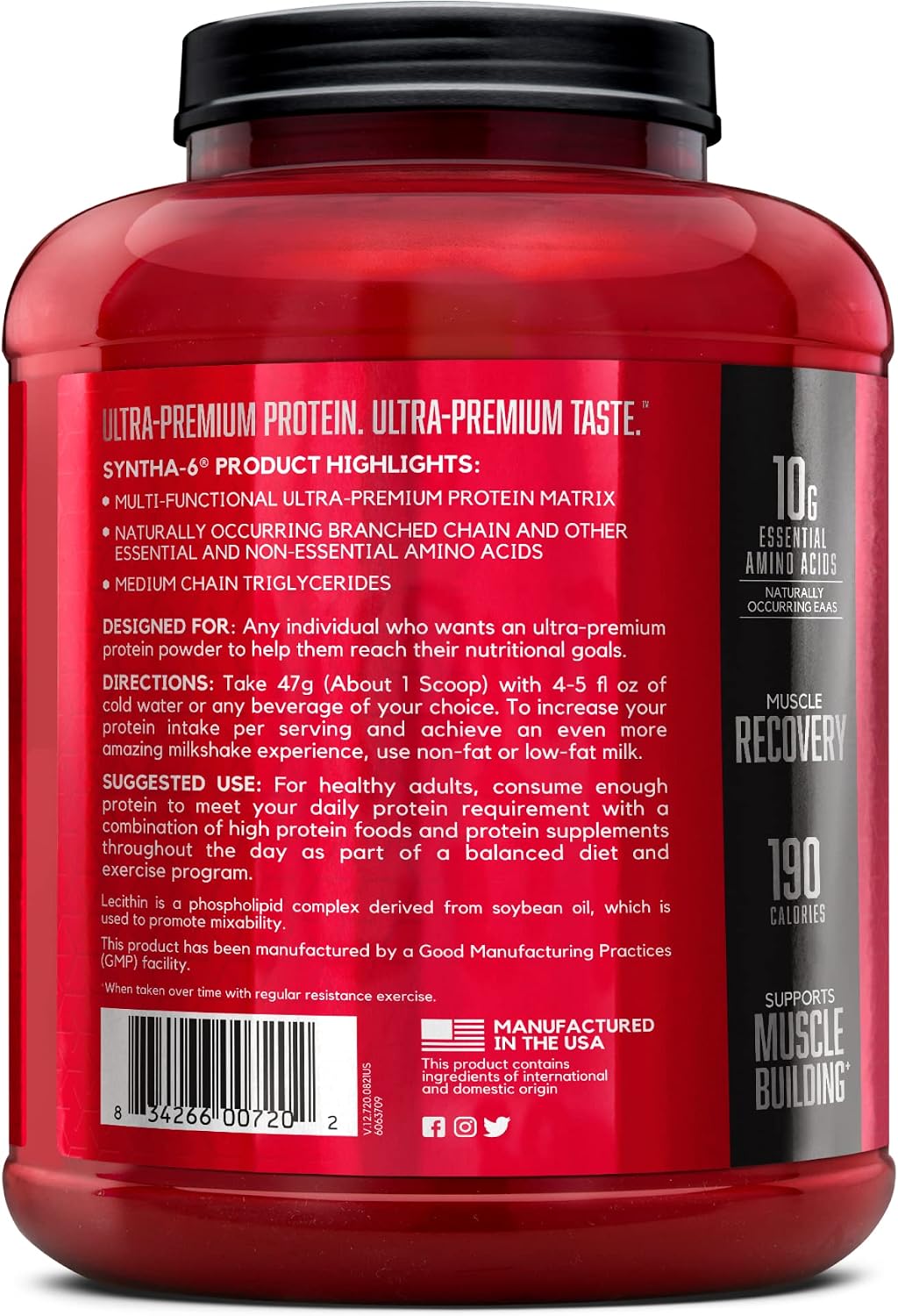 BSN SYNTHA-6 Whey Protein Powder, Micellar Casein, Milk Protein Isolate, Chocolate Milkshake, 48 Servings (Packaging May Vary) , 5 LB