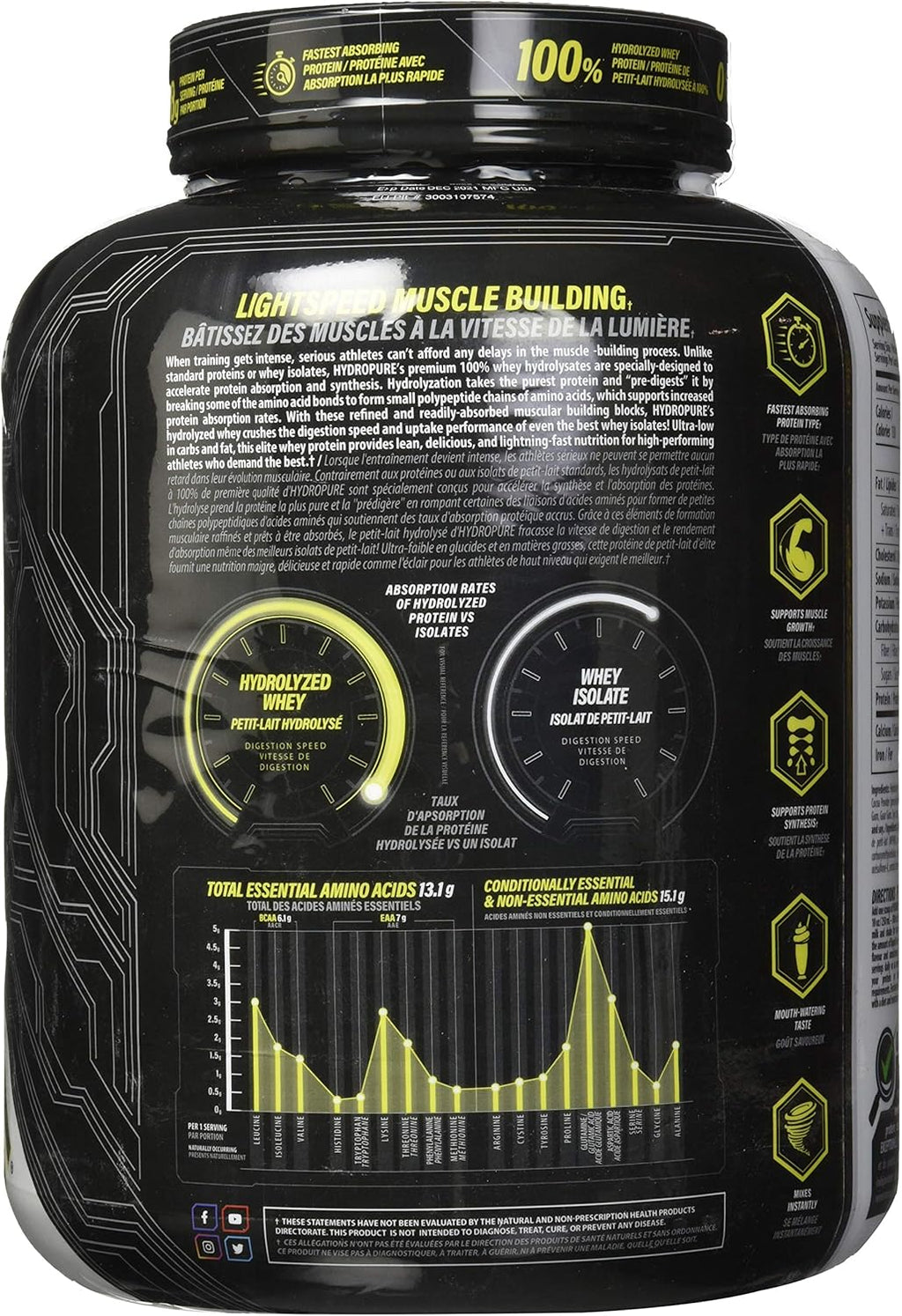 Nutrabolics Hydropure, 100% Hydrolyzed Whey Protein, Extreme Chocolate/ Peach Mango Smoothie 4.5 Pound