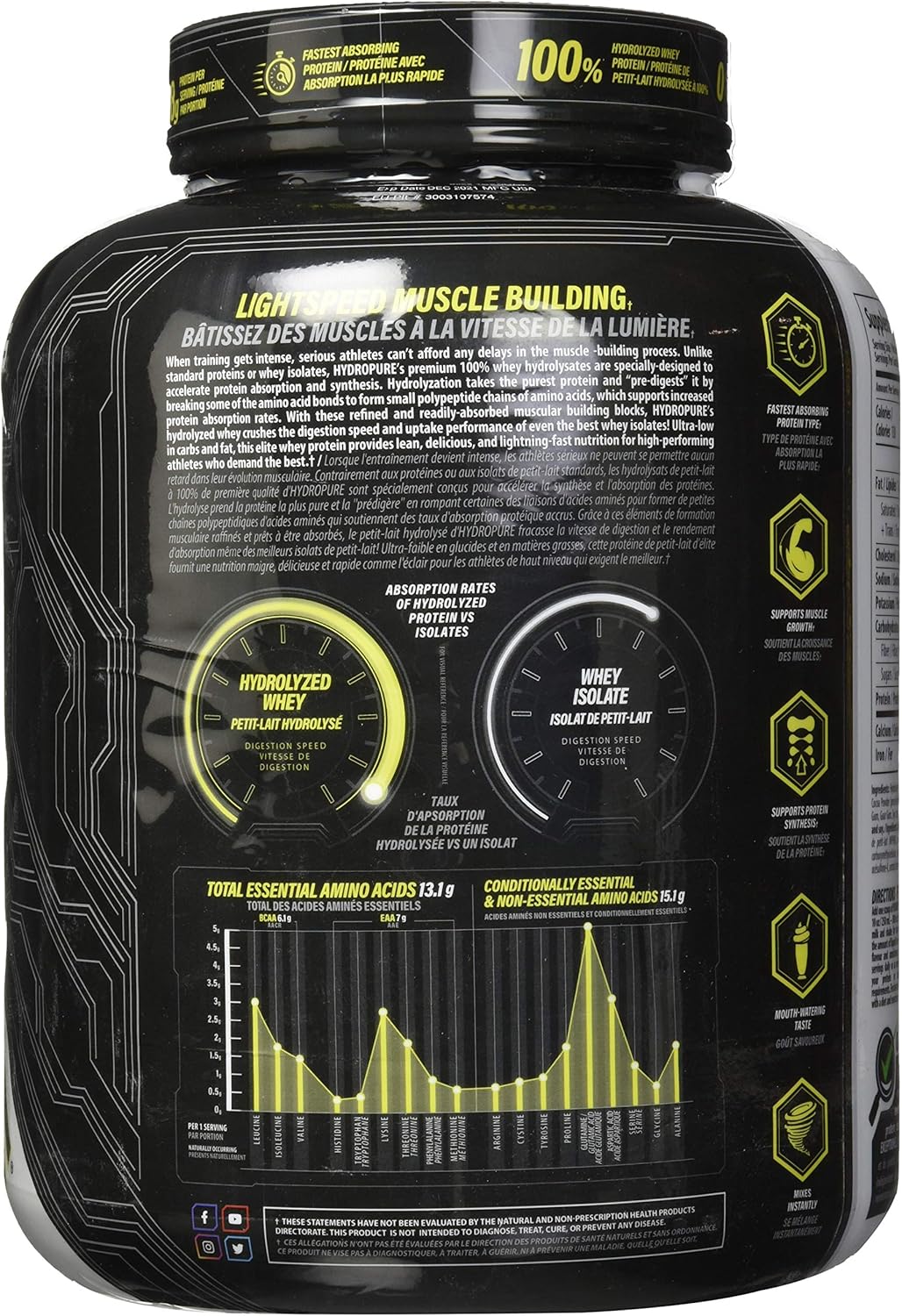 Nutrabolics Hydropure, 100% Hydrolyzed Whey Protein, Extreme Chocolate/ Peach Mango Smoothie 4.5 Pound