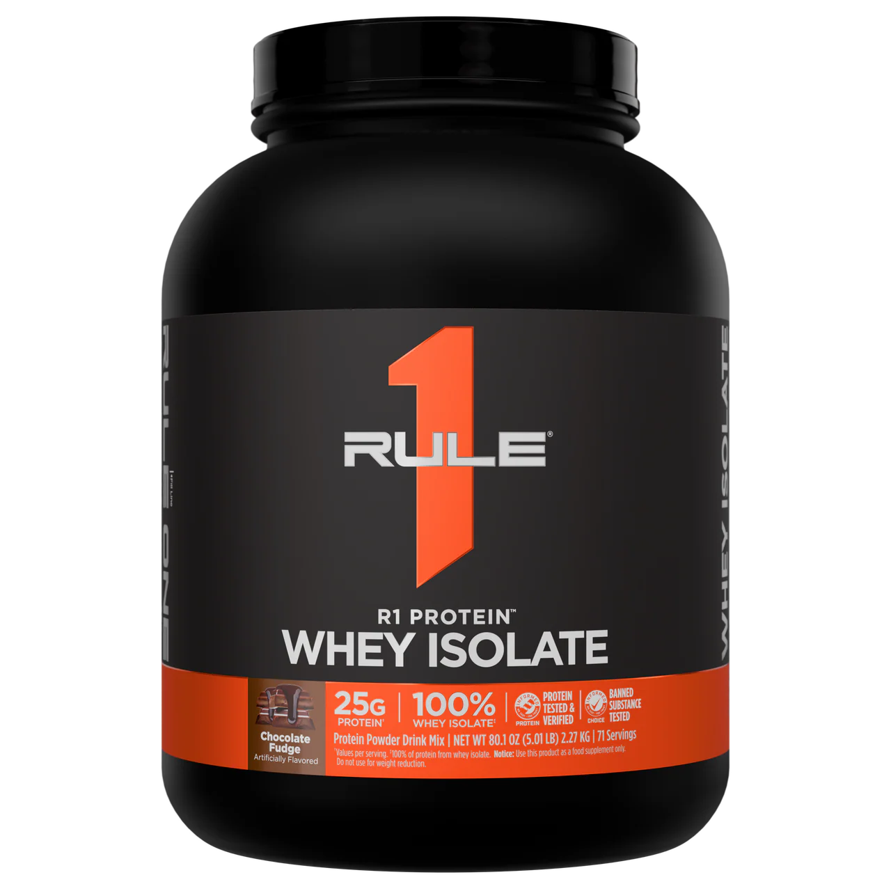Rule 1 R1 Protein Isolate 76 serv Milk Chocolate, Cookies & Crème, Vanilla Butter Cake, Chocolate Fudge, Strawberry Banana, 5lbs 2.28 Kgs
