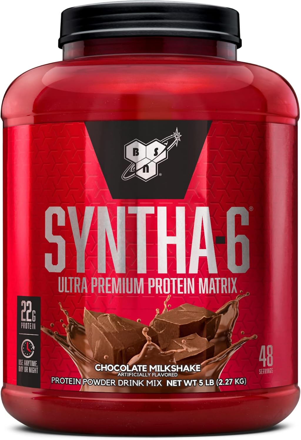 BSN SYNTHA-6 Whey Protein Powder, Micellar Casein, Milk Protein Isolate, Chocolate Milkshake, 48 Servings (Packaging May Vary) , 5 LB