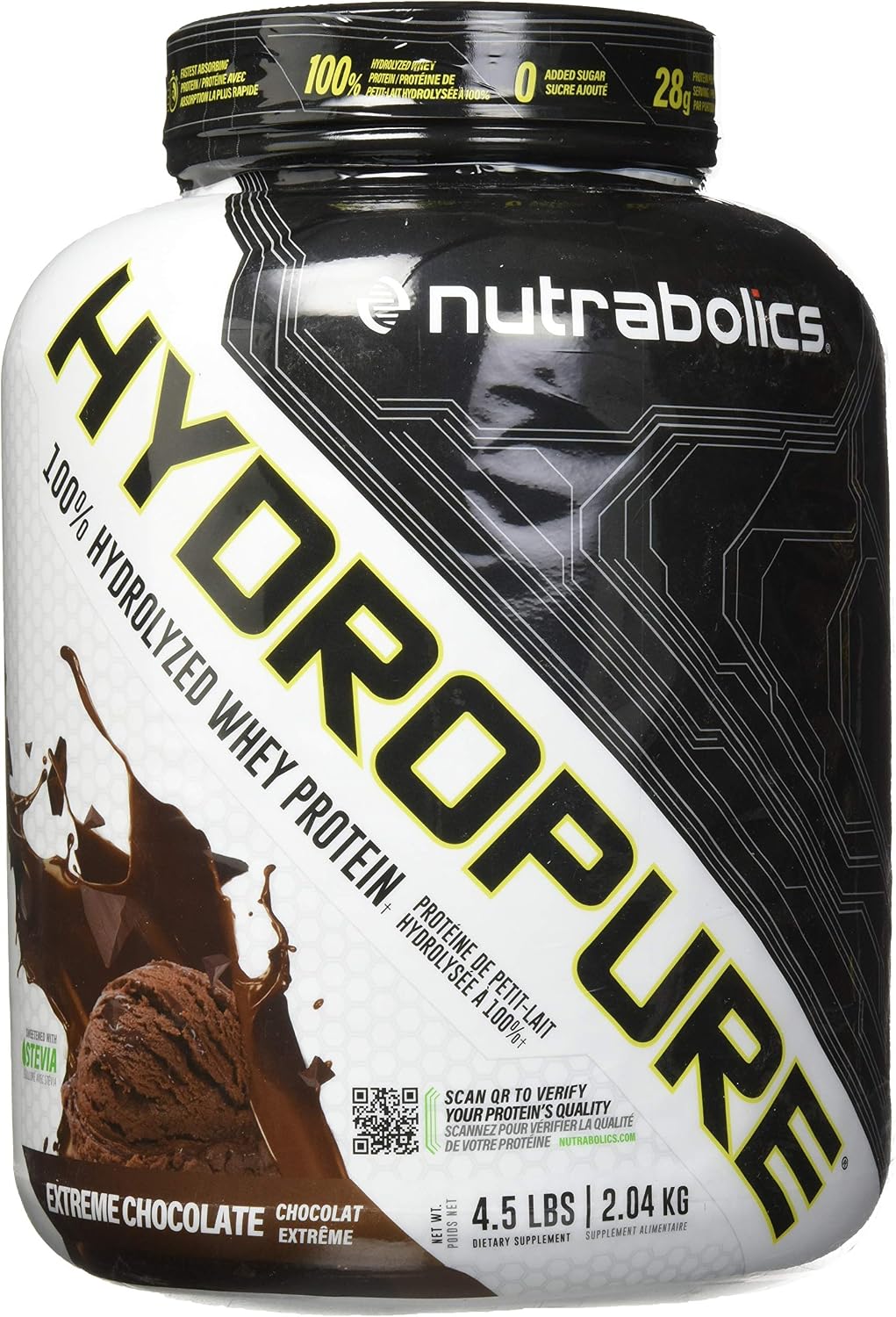 Nutrabolics Hydropure, 100% Hydrolyzed Whey Protein, Extreme Chocolate/ Peach Mango Smoothie 4.5 Pound