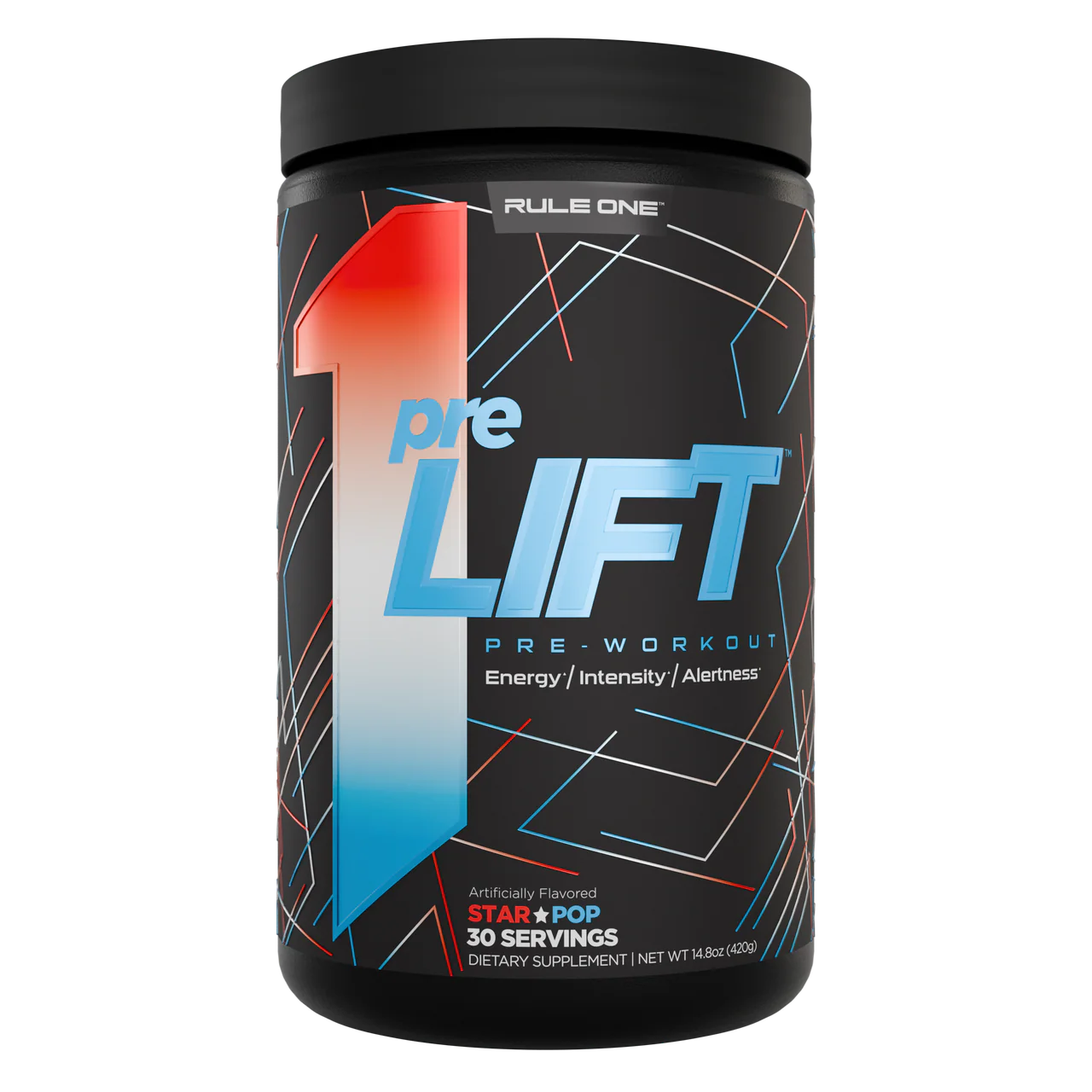 R1 PreLIFT 30srv Blue Raspberry, Orange Pineapple, Snow Cone, Fruit Punch, Mandarin Mango, Star Pop