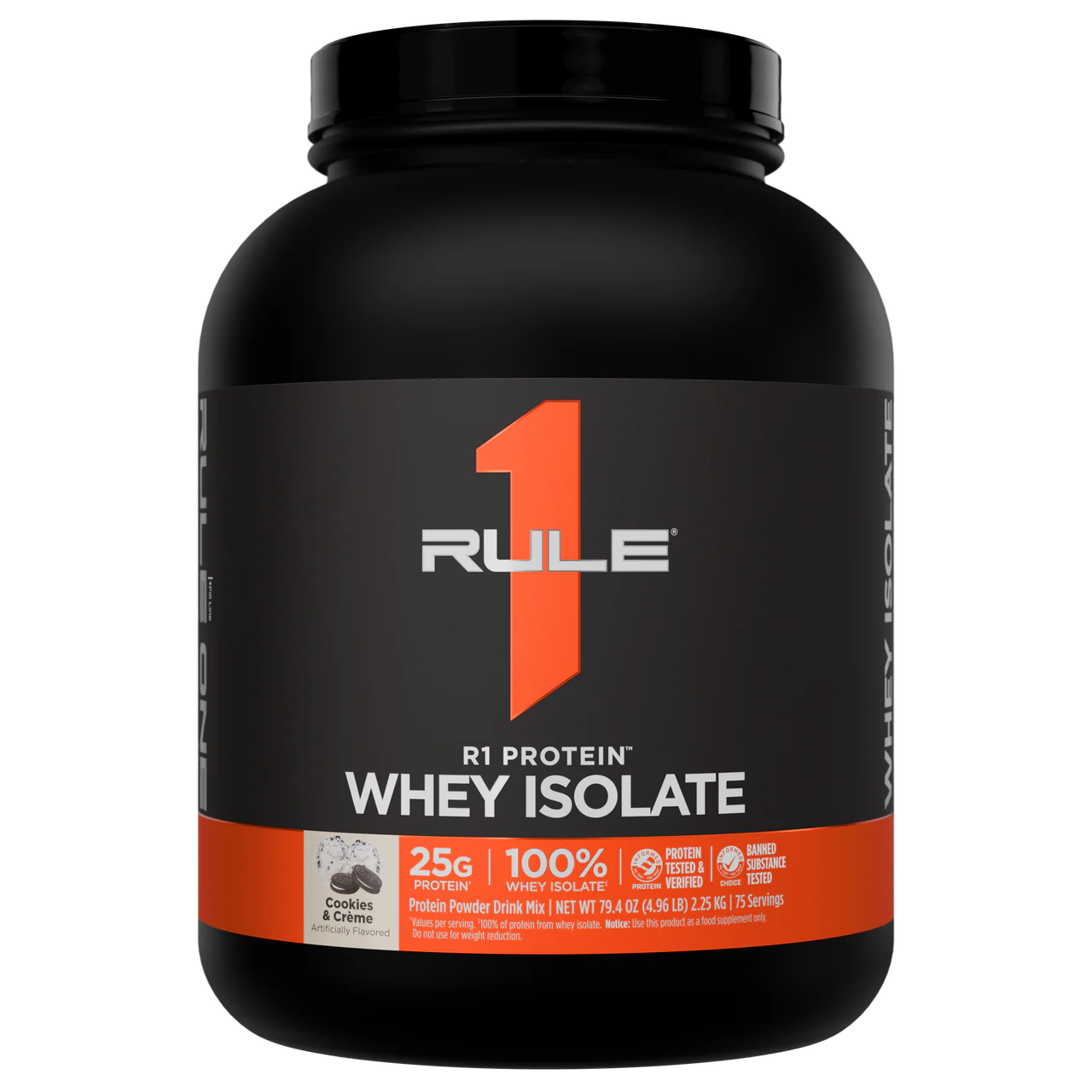 Rule 1 R1 Protein Isolate 76 serv Milk Chocolate, Cookies & Crème, Vanilla Butter Cake, Chocolate Fudge, Strawberry Banana, 5lbs 2.28 Kgs