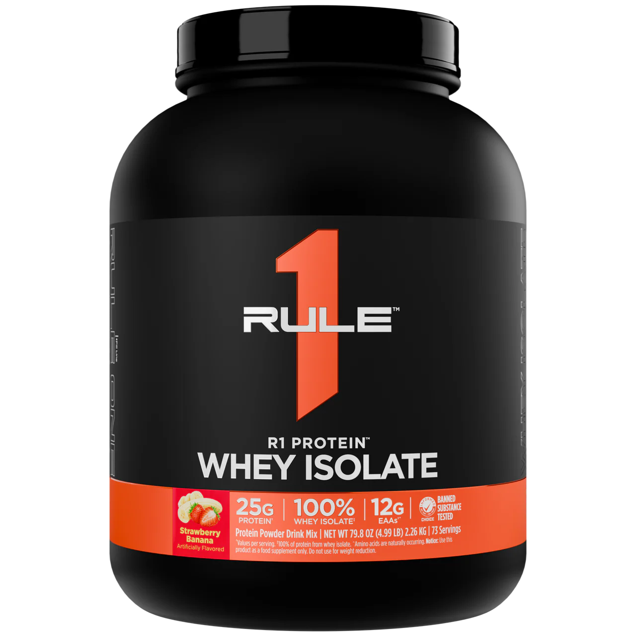 Rule 1 R1 Protein Isolate 76 serv Milk Chocolate, Cookies & Crème, Vanilla Butter Cake, Chocolate Fudge, Strawberry Banana, 5lbs 2.28 Kgs