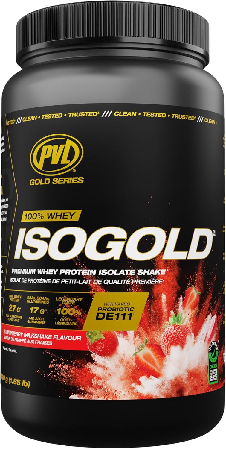PVL ISOGOLD – Grass Fed - Premium Isolate 100% Whey Protein Shake (840 g (Pack of 1), Strawberry Milkshake, Natural Chocolate, )